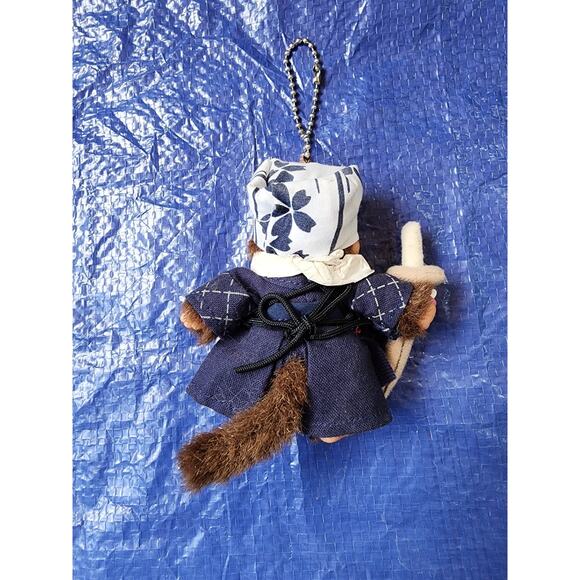 Monchhichi Japan Samurai Boy Key Chain Monchichi Sekiguchi Kiki 10cm Mascot Rare - Picture 3 of 3